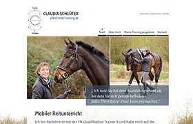 Screenshot der Website der Reitlehrerin Claudia Schlüter, mobiler Reitunterricht