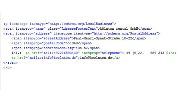 Schema.org: Unternehmens-Adressdaten als item.properties ausgezeichnet