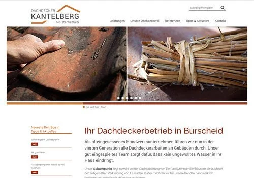 Webdesign für Dachdecker Kantelberg in Burscheid