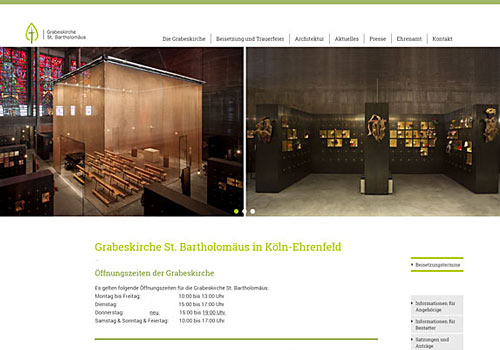 Webdesign für die Grabeskirche St. bartholomäus in Köln-Ehrenfeld