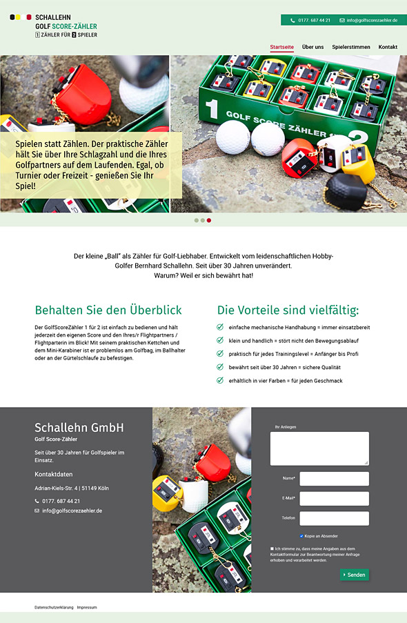 Webdesign für den Original Golf Score-Zähler der Schallehn GmbH