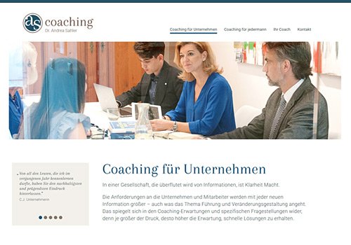 Webdesign Köln, Webdesign für AS Coaching, Auswahl