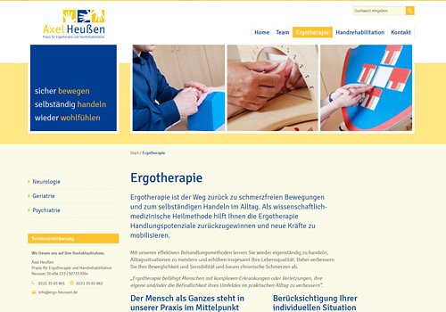 Webdesign für Ergotherapie Heußen, Referenzauswahl