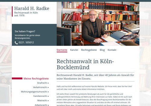 Webseite erstellen lassen Köln, Webdesign Rechtsanwalt Radke