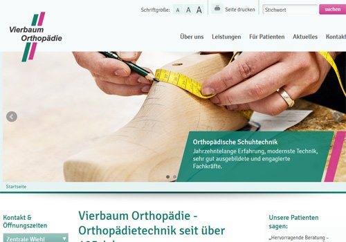 Webdesign mit Wordpress für Vierbaum Orthopädietechnik