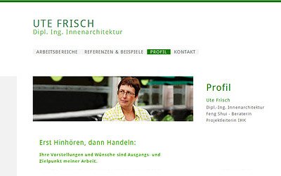 webseite Ute Frisch, Innenarchitektin